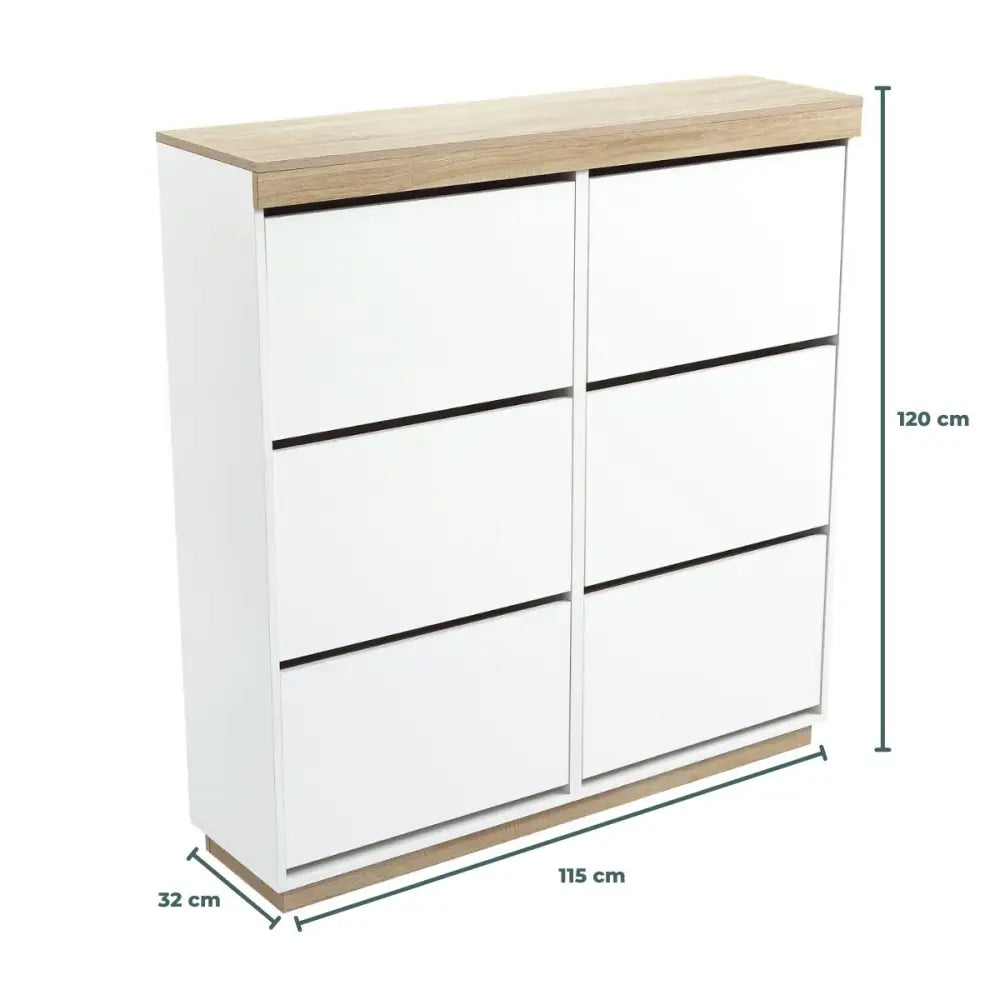 Aiden Coastal White Oak Large Shoe Cabinet - Furniture > Living Room > Shoe Storage