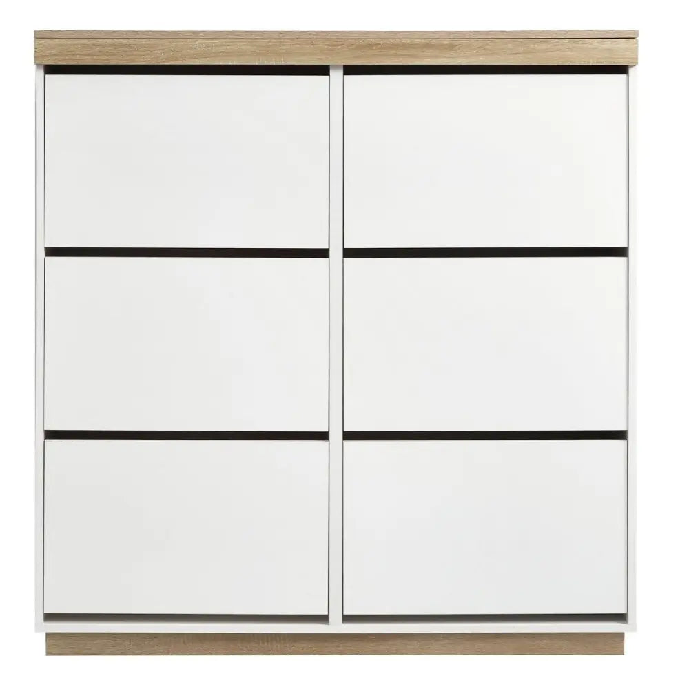 Aiden Coastal White Oak Large Shoe Cabinet - Furniture > Living Room > Shoe Storage