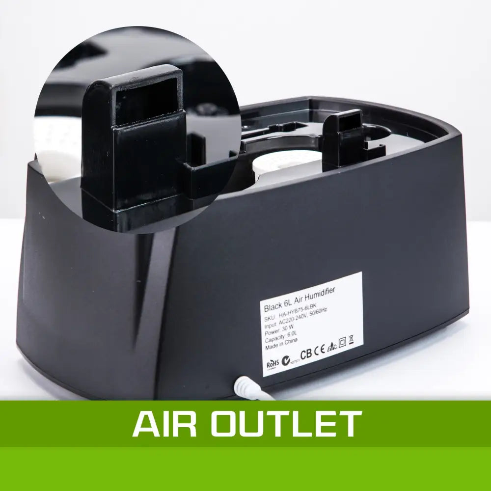 Air Humidifier Ultrasonic Cool Diffuser 6L BLACK - Home & Garden > Kitchenware