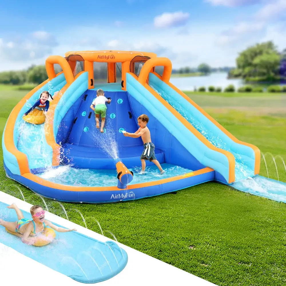 AirMyFun Kids Inflatable Pool Water Double Slide Park Jumping Castle 465X390CM - Baby & Kids > Baby & Kid’s Toys >