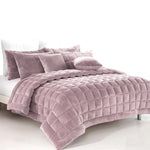 Alastairs Augusta Faux Mink Quilt / Comforter Set Blush Double - Home & Garden > Bedding
