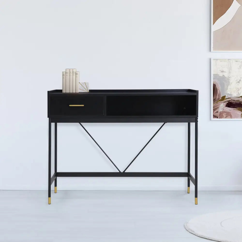 ALCONA Console Table In Matte Black - Furniture > Living Room