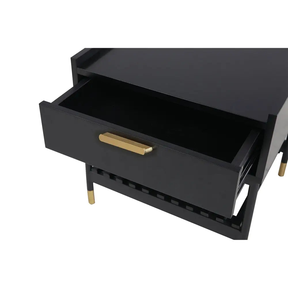 ALCONA Night Stand In Matte Black - Furniture > Living Room