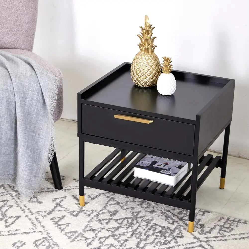 ALCONA Night Stand In Matte Black - Furniture > Living Room