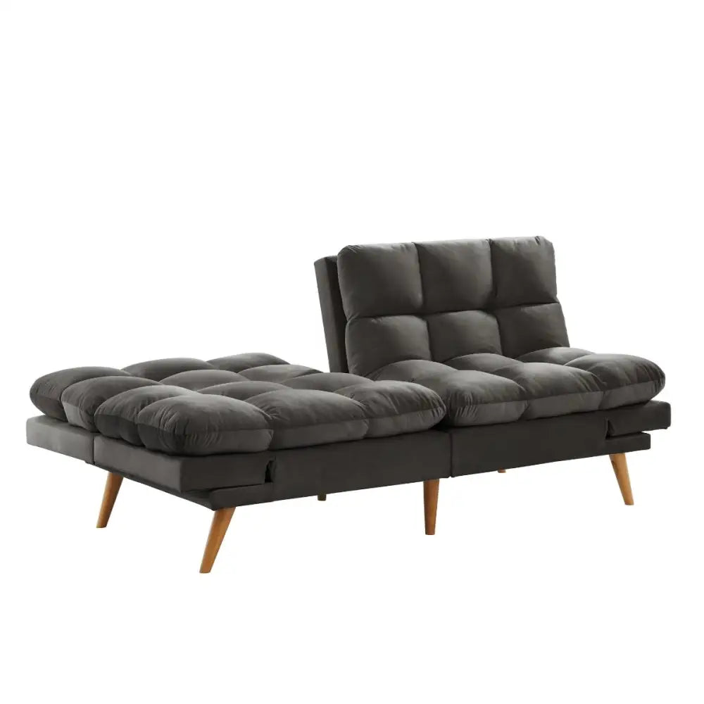 Alexa 3 Seater Velvet Sofa Bed Futon Charcoal - Furniture > Bar Stools & Chairs > Arm Chairs & Recliners
