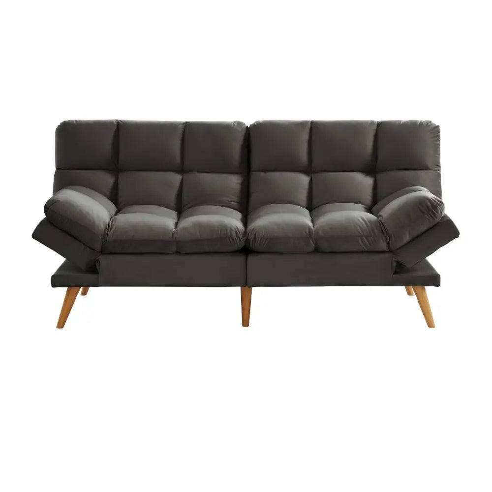 Alexa 3 Seater Velvet Sofa Bed Futon Charcoal - Furniture > Bar Stools & Chairs > Arm Chairs & Recliners