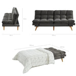 Alexa 3 Seater Velvet Sofa Bed Futon Charcoal - Furniture > Bar Stools & Chairs > Arm Chairs & Recliners