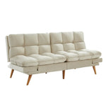 Alexa 3 Seater Velvet Sofa Bed Futon Cream - Furniture > Bar Stools & Chairs > Arm Chairs & Recliners