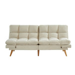 Alexa 3 Seater Velvet Sofa Bed Futon Cream - Furniture > Bar Stools & Chairs > Arm Chairs & Recliners