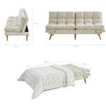 Alexa 3 Seater Velvet Sofa Bed Futon Cream - Furniture > Bar Stools & Chairs > Arm Chairs & Recliners