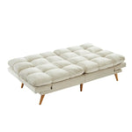 Alexa 3 Seater Velvet Sofa Bed Futon Cream - Furniture > Bar Stools & Chairs > Arm Chairs & Recliners