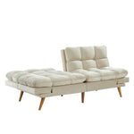 Alexa 3 Seater Velvet Sofa Bed Futon Cream - Furniture > Bar Stools & Chairs > Arm Chairs & Recliners