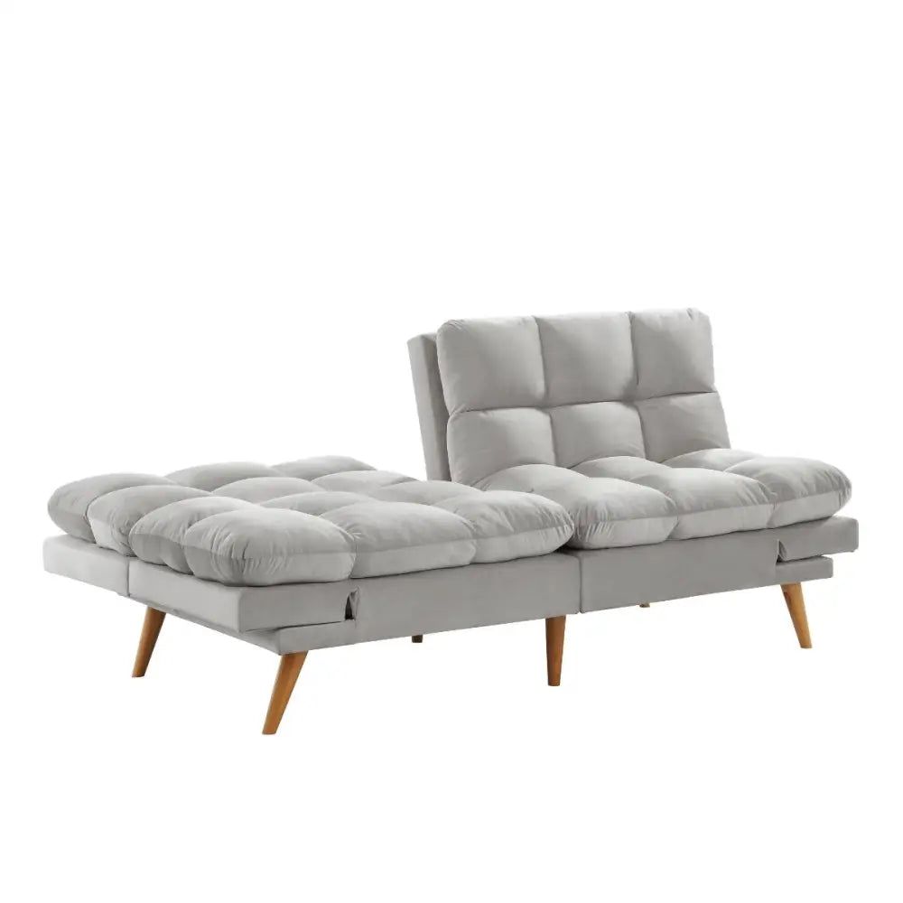 Alexa 3 Seater Velvet Sofa Bed Futon Light Grey - Furniture > Sofas