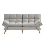Alexa 3 Seater Velvet Sofa Bed Futon Light Grey - Furniture > Sofas