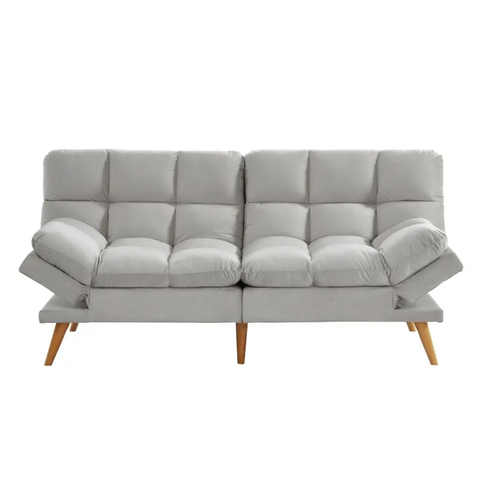 Alexa 3 Seater Velvet Sofa Bed Futon Light Grey - Furniture > Sofas
