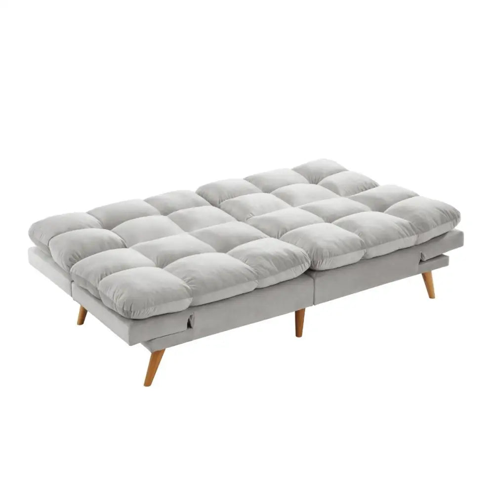 Alexa 3 Seater Velvet Sofa Bed Futon Light Grey - Furniture > Sofas