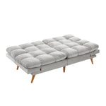 Alexa 3 Seater Velvet Sofa Bed Futon Light Grey - Furniture > Sofas
