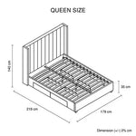 Alexa Queen Size High Rise Headboard Linen Beige Fabric Four MDF Drawers with Wheels Bed Frame - Furniture > Bedroom >