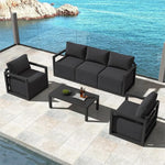 Alfresco 5-Seater Deep-Seated Patio Set – Charcoal Grey - Furniture > Outdoor