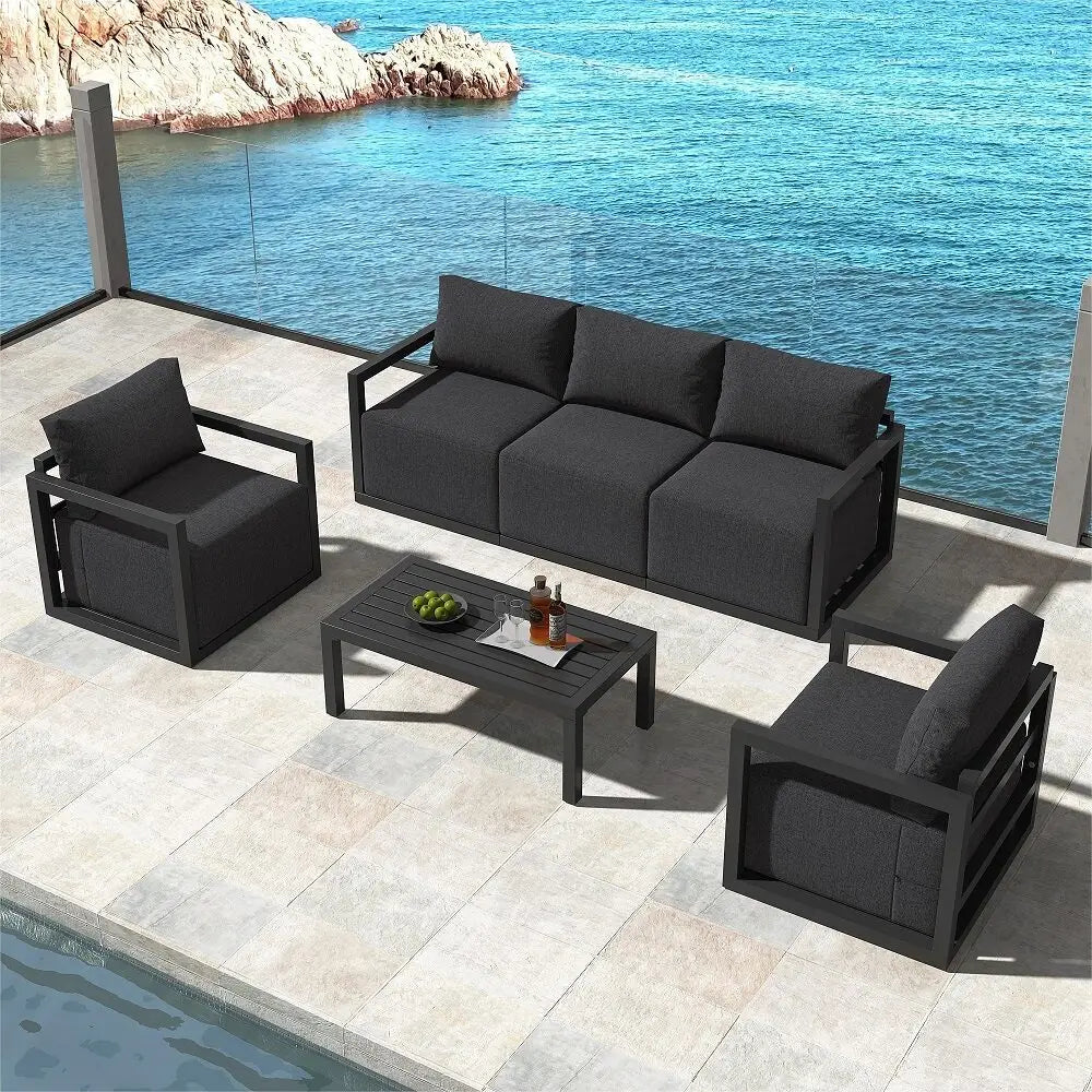 Alfresco 5-Seater Deep-Seated Patio Set – White - Furniture > Outdoor