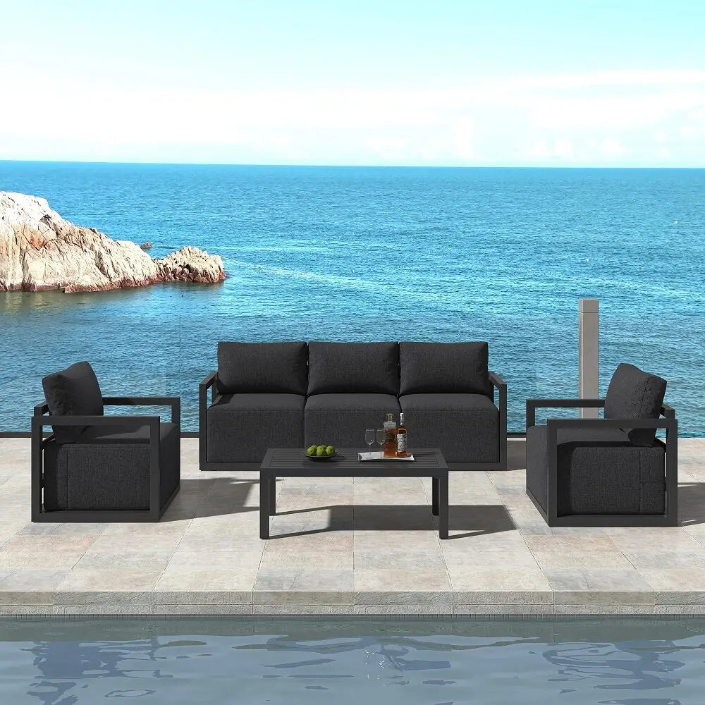 Alfresco 5-Seater Deep-Seated Patio Set – White - Furniture > Outdoor