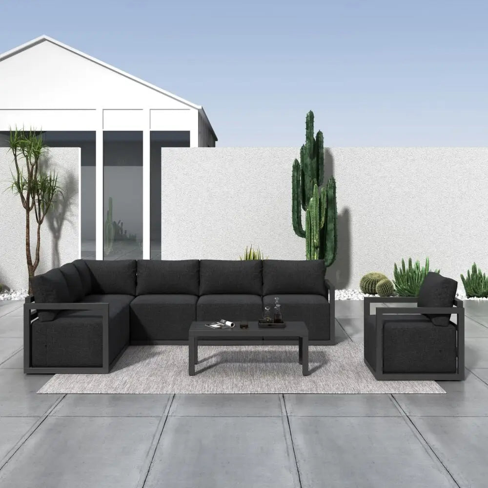 Alfresco 7-Seat Garden Lounge Set – Charcoal Grey - Furniture > Outdoor