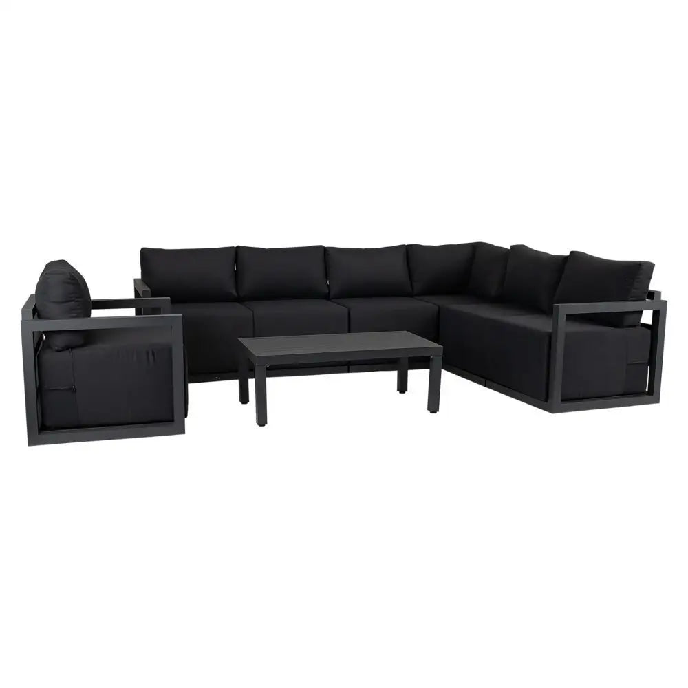 Alfresco 7-Seat Garden Lounge Set – Charcoal Grey - Furniture > Outdoor