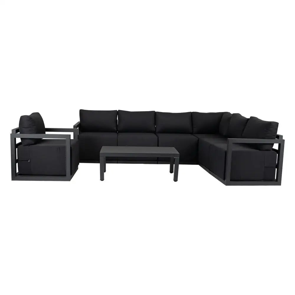 Alfresco 7-Seat Garden Lounge Set – Charcoal Grey - Furniture > Outdoor