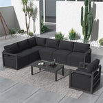 Alfresco 7-Seat Garden Lounge Set – Charcoal Grey - Furniture > Outdoor