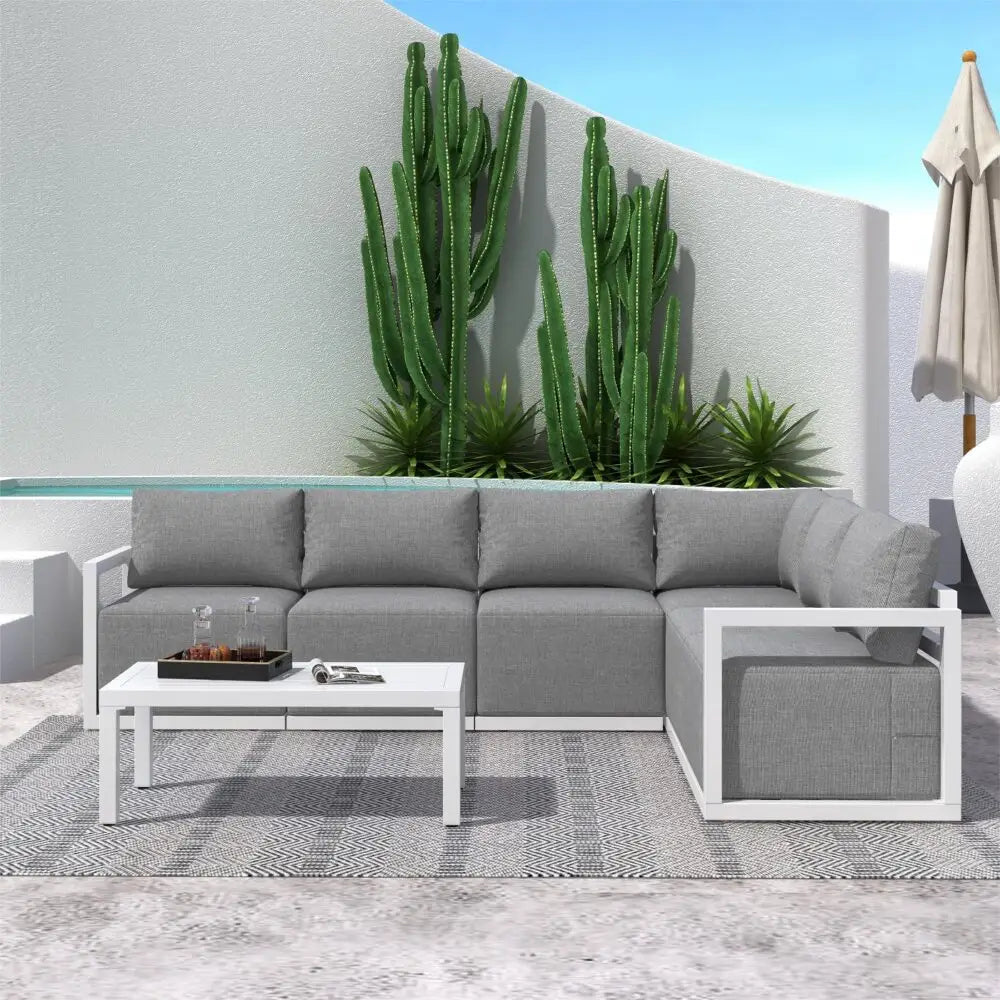 Alfresco Contemporary All-Weather Lounge Set – Charcoal Grey - Furniture > Outdoor