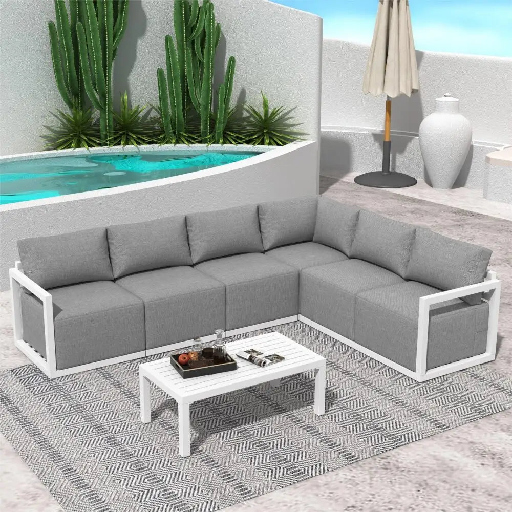Alfresco Contemporary All-Weather Lounge Set – Charcoal Grey - Furniture > Outdoor