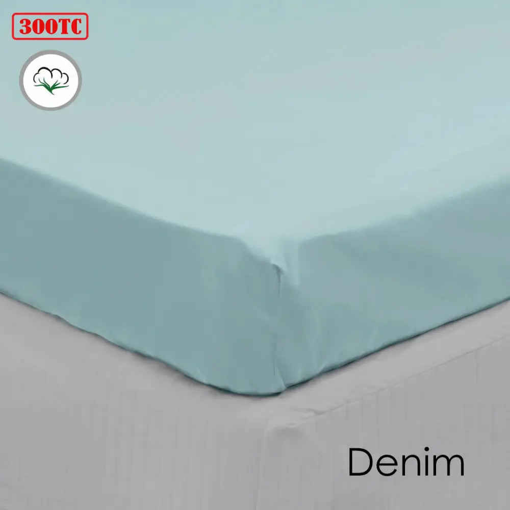 Algodon 300TC Cotton Fitted Sheet Long Single Size Denim - Home & Garden > Bedding > Bed Sheets