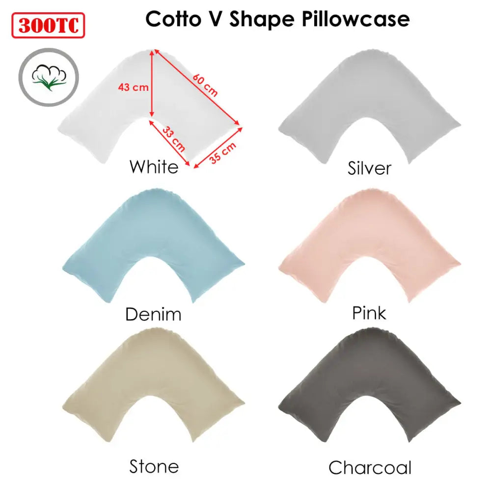 Algodon 300TC Cotton V Shape Pillowcase White - Home & Garden > Bedding