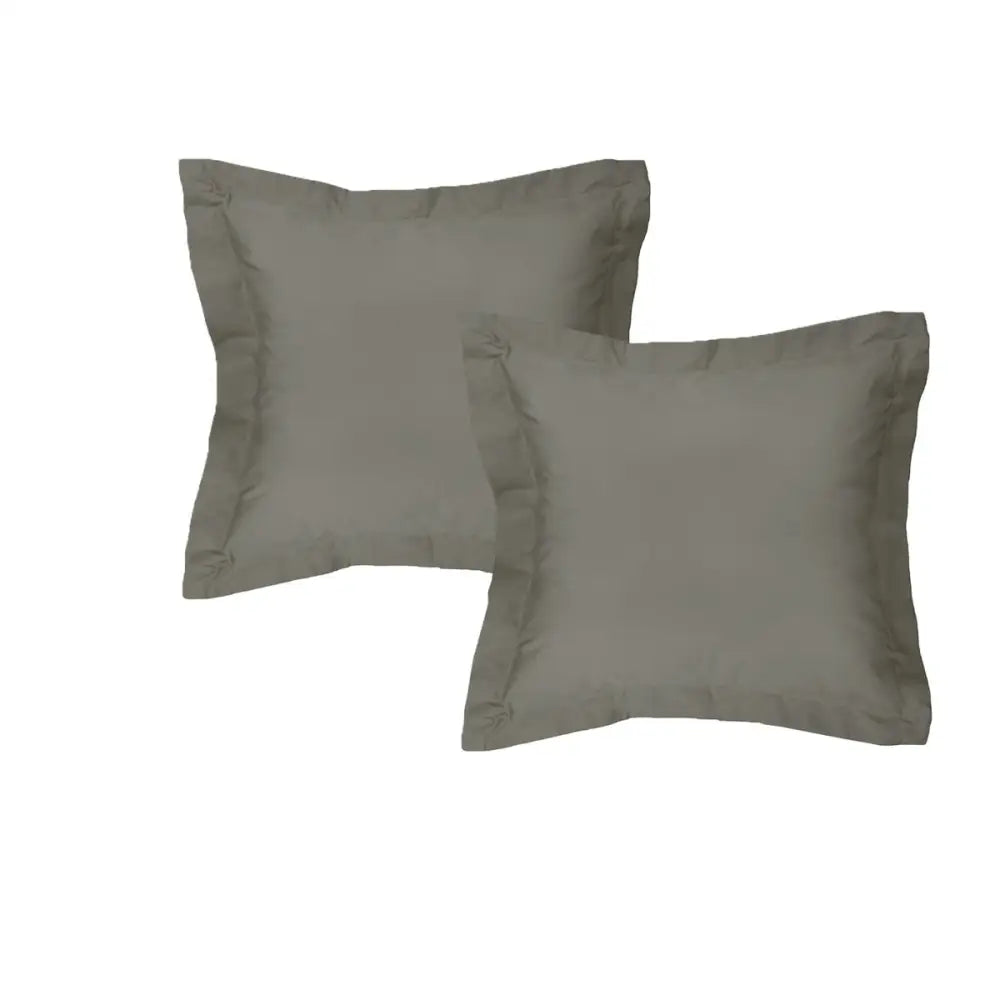 Algodon Pair of 300TC Cotton European Pillowcases Charcoal - Home & Garden > Bedding