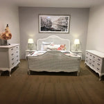Alice King Size Bed Frame Rattan Timber Wood Mattress Base Distressed White - Furniture > Bedroom