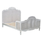 Alice King Size Bed Frame Rattan Timber Wood Mattress Base Distressed White - Furniture > Bedroom