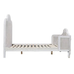 Alice King Size Bed Frame Rattan Timber Wood Mattress Base Distressed White - Furniture > Bedroom