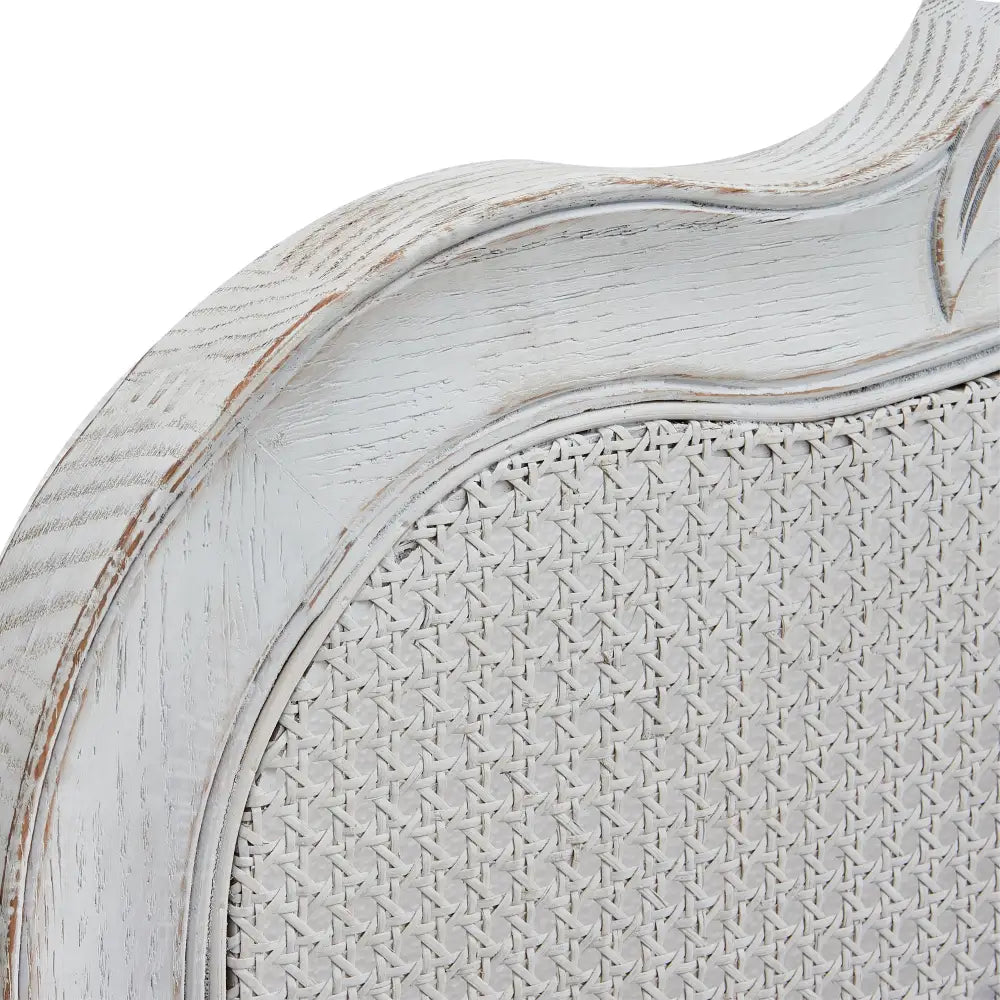 Alice King Size Bed Frame Rattan Timber Wood Mattress Base Distressed White - Furniture > Bedroom