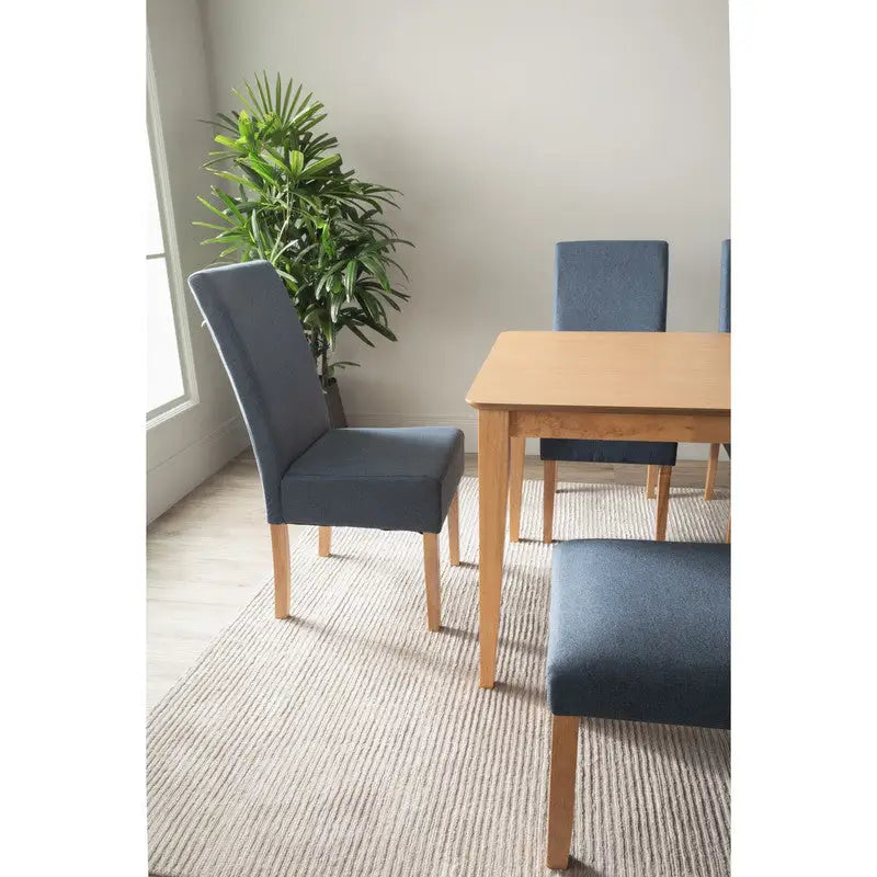 ALLEGRO Dining Table + 4x MESI Dining Chair + MESI Bench - 6 Piece Dining Set - Natural - Furniture > Dining > Dining