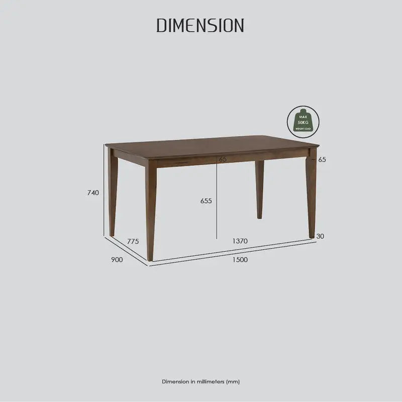 ALLEGRO Dining Table + 6x ASBEL Dining Chair - 7 Piece Dining Set - Cocoa - Furniture > Dining > Dining Set
