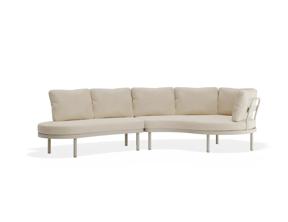 Almara Left End Open Outdoor Sofa - Beige - Beige - white background