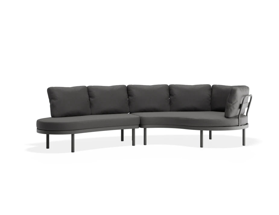 Almara Left End Open Outdoor Sofa - Charcoal - Dark Grey - white background