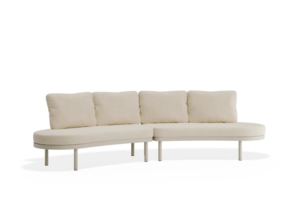 Almara Open Ends Outdoor Sofa - Beige - Beige - white background