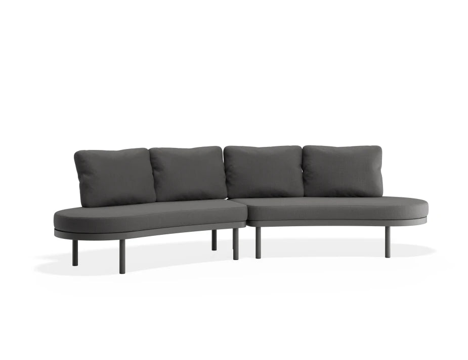 Almara Open Ends Outdoor Sofa - Charcoal - Dark Grey - white background