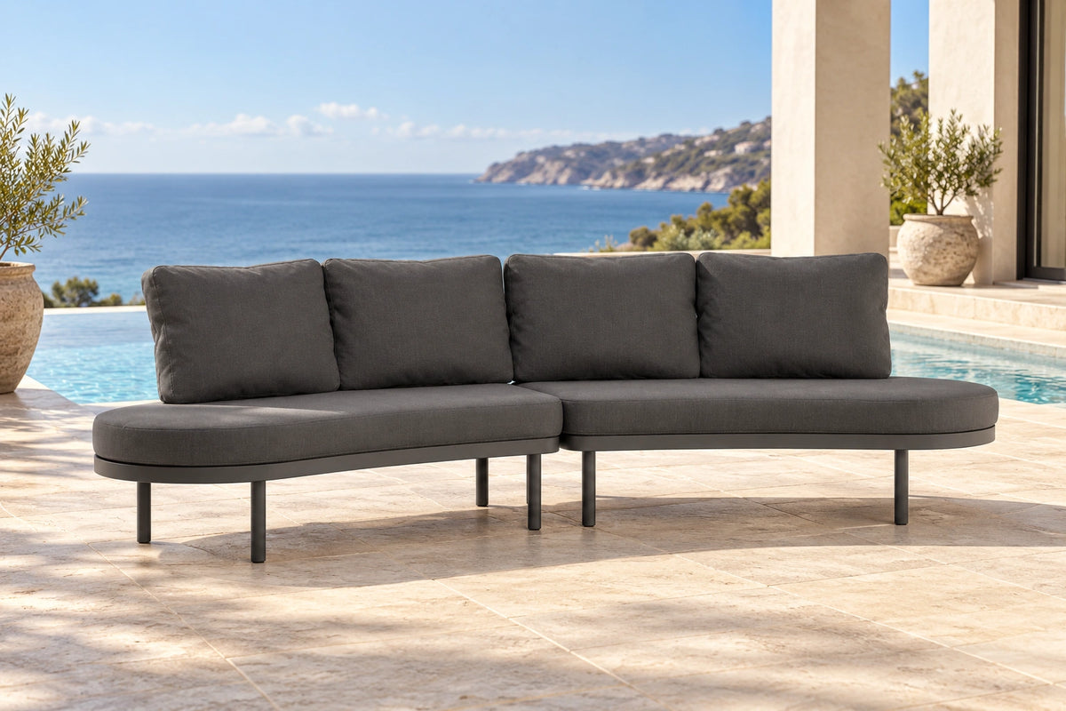 Almara Open Ends Outdoor Sofa - Charcoal - poolside lifestyle