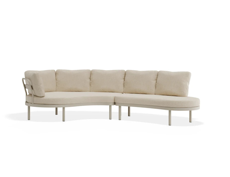 Almara Right End Open Outdoor Sofa - Beige - Beige - white background
