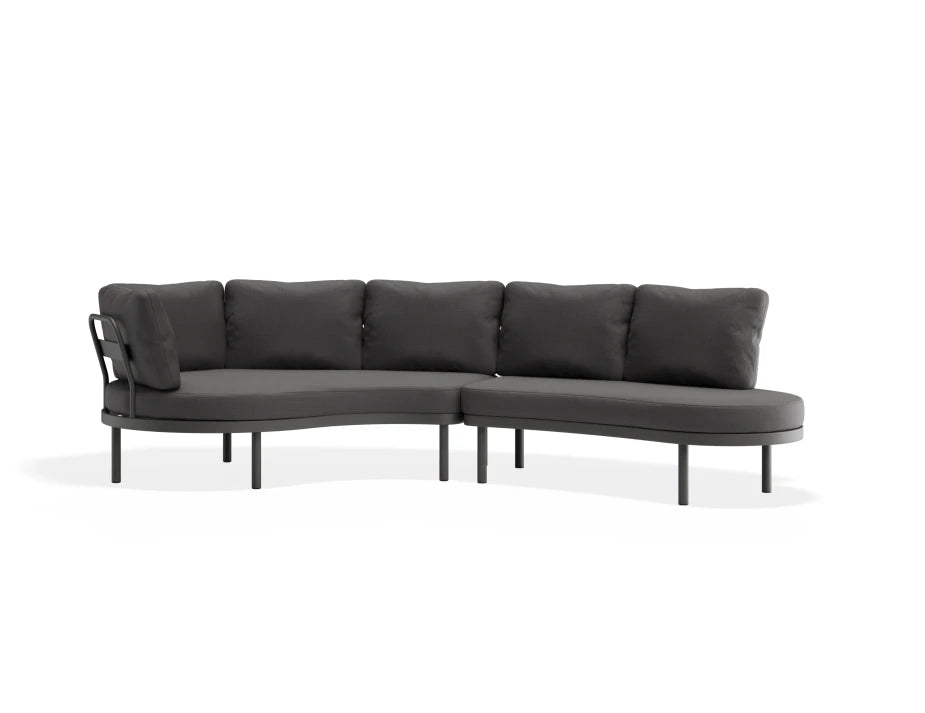 Almara Right End Open Outdoor Sofa - Charcoal - Dark Grey - white background