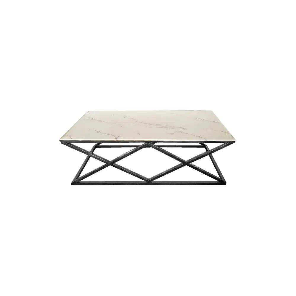 Alsea Coffee Table Black Base - White Marble - Furniture > Living Room > Coffee Tables