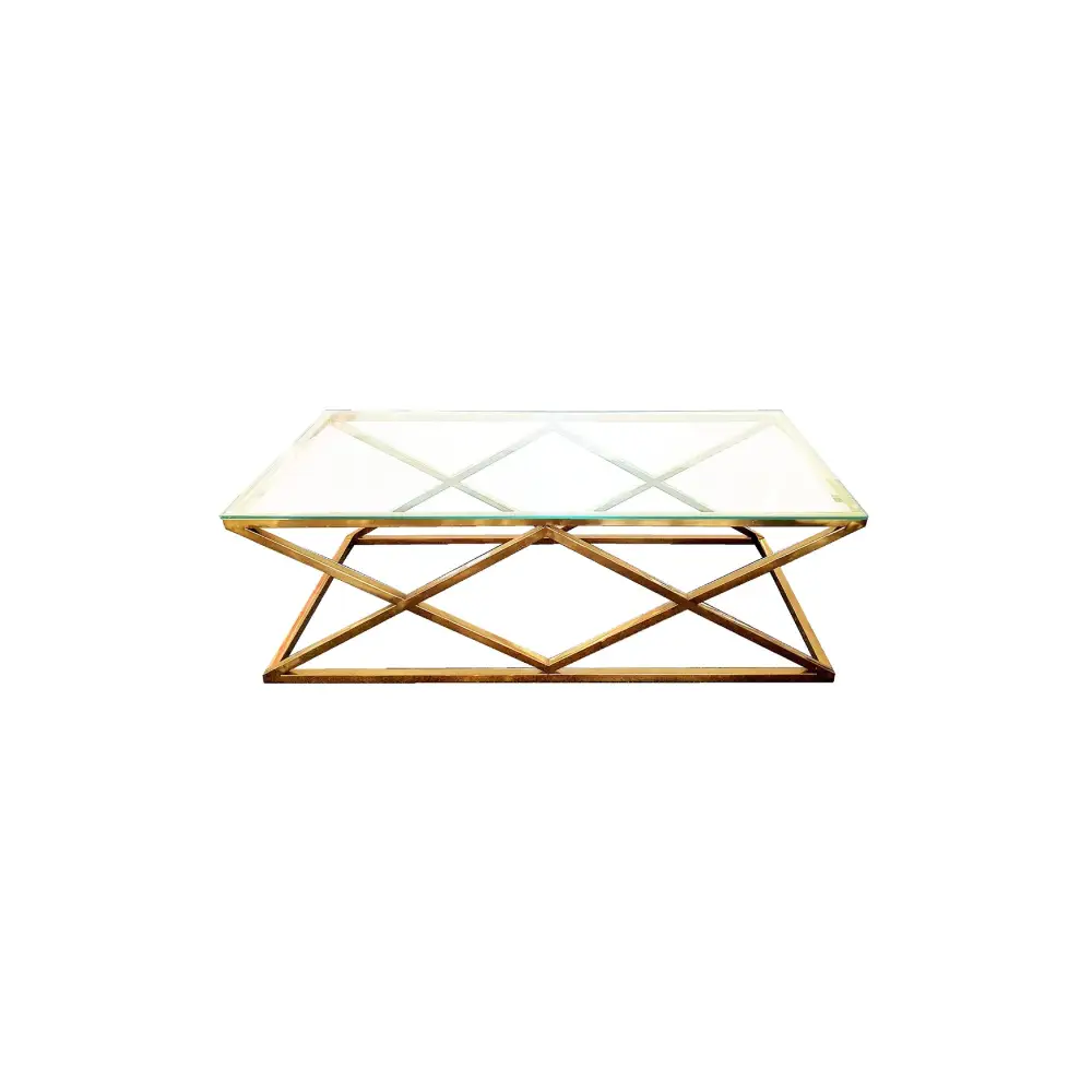 Alsea Coffee Table Gold Base - Clear Glass - Furniture > Living Room > Coffee Tables