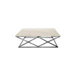 Alsea Coffee Table Silver Base - White Marble - Furniture > Living Room > Coffee Tables
